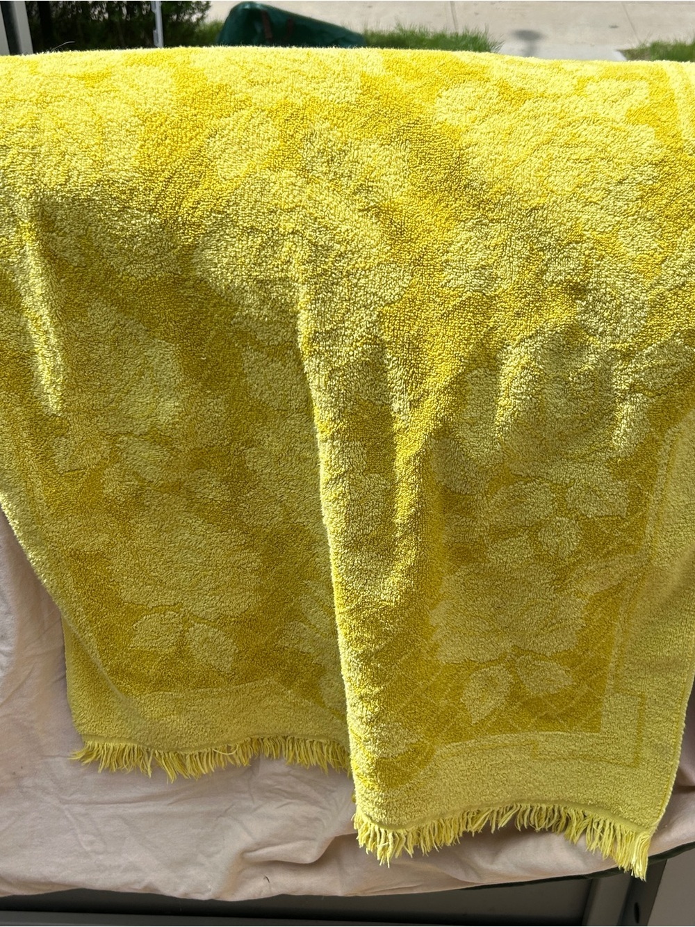 2 for $30 Vintage Yellow Home Bath Towel - Soft Floral Jacquard